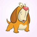 Cute Basset Hound dog cartoon. Vector illustration isolated on white background. Royalty Free Stock Photo