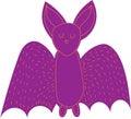 Cute bat illustration. Graphic element, mystical characters. Horror, fear, celebration Halloween. Cartoon flat vector