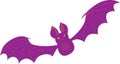 Cute purple bat. Graphic element, mystical characters. Horror fear celebration Halloween. Cartoon flat vector