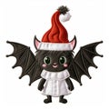 Cute Bat Santa Hat Embroidery Design