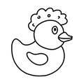 Cute bath duck with a bubble on the head. Handdrawn clipart of duck toy for playing during taking a shower and bathe