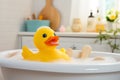 Cute bath rubber duck. Generative AI Royalty Free Stock Photo