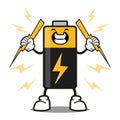 Cute battery cartoon mascot character