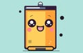 cute Battery logo vector illustration flat design,Cute smiling happy Battery logo,cute power bank illustration,