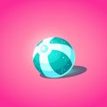 Cute beach rubber ball in cartoon style. Symbol of summer vocations