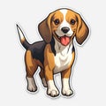 Colorful Beagle Dog Sticker On White Background