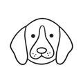 Cute beagle face. Dog head icon. Hand drawn isolated vector illustration