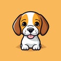 Cute Beagle Vector In Comic Strip Style: Dark, White, Amber