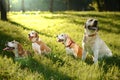 Cute Beagles and Labrador Retriever Royalty Free Stock Photo