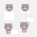Cute bear animal with blanks for text in cartoon style.