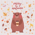 Cute bear autumn card