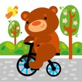 Cute Bear on Bicycle Kid Graphic Illustration