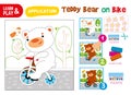 Cute Bear on Bicycle Step Instruction for Kid