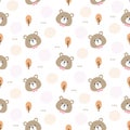 Cute bear with bow tie and tree seamless pattern background Royalty Free Stock Photo