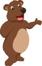 Cute bear brown cartoon waving