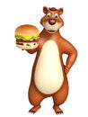 Cute Bear cartoon character with burger
