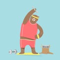 Cute bear cartoon character doing exercises. cartoon Illustration Royalty Free Stock Photo