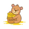 Cute Bear Cartoon Character With Honey Jar Royalty Free Stock Photo