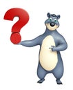 Cute Bear cartoon character with question mark sign Royalty Free Stock Photo