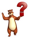 Cute Bear cartoon character with question mark sign Royalty Free Stock Photo