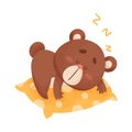 Cute Bear Cartoon Character Sleeping on Soft Pillow Vector Illustration Royalty Free Stock Photo