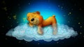 Cute bear cartoon sleeping on clouds, best loop video background for lullabies to put a baby go to sleep and calming , relaxing