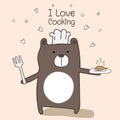 Cute Bear Chef Is Cooking.
