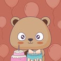 Cute bear clebrating party kawaii character