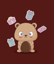Cute bear clebrating party kawaii character