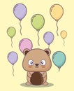 Cute bear clebrating party kawaii character