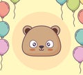 Cute bear clebrating party kawaii character