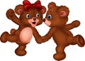 Cute bear couple cartoon dancing