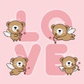 Cute bear cupid with LOVE Royalty Free Stock Photo