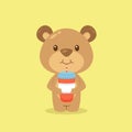 Cute Bear Drink Coffee Cartoon