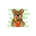 Cute bear eating honey, vector illustration