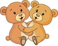 Cute bear embrace each other