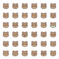 Cute bear emotion face in various expession, editable line icon Royalty Free Stock Photo