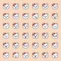 Cute bear emotion face in various expession, editable line icon Royalty Free Stock Photo