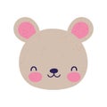 Cute bear face little animal cartoon isolated design icon Royalty Free Stock Photo