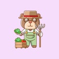 Cute Bear farmers harvest fruit and vegetables cartoon animal character mascot icon flat style illustration concept Royalty Free Stock Photo
