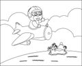 Cute bear flying in airplane, cartoon hand drawn vector illustration. Cartoon isolated vector illustration, Creative vector Royalty Free Stock Photo