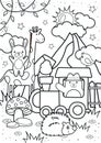 Cute bear and friends in the forest coloring pages Royalty Free Stock Photo