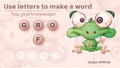 Cute bear - game for kids, make a word from letters