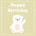 Cute bear. Happy Birthday cards in beige color. Celebration vector templates with ball. Kids design. Vector illustration. Birthday