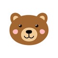 Cute bear head in cartoon style. Brown bear face for baby and kids design Royalty Free Stock Photo