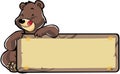 Cute Bear Holding Sign Board Color  Illustration Royalty Free Stock Photo