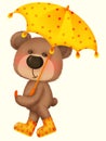 Cute bear holding an umbrella