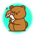 Cute bear hugging mushroom vector graphics