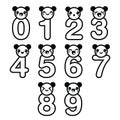 Cute bear Kawaii numbers set -