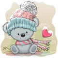 Cute Bear in a knitted cap Royalty Free Stock Photo